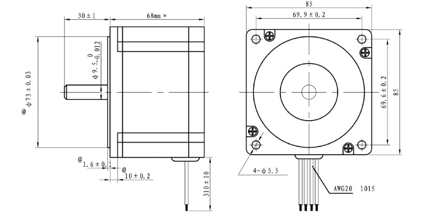85BYGH350C-003 High Torque 6.8N.M Hybrid Stepper Motor 1.2 Step Angle 21v