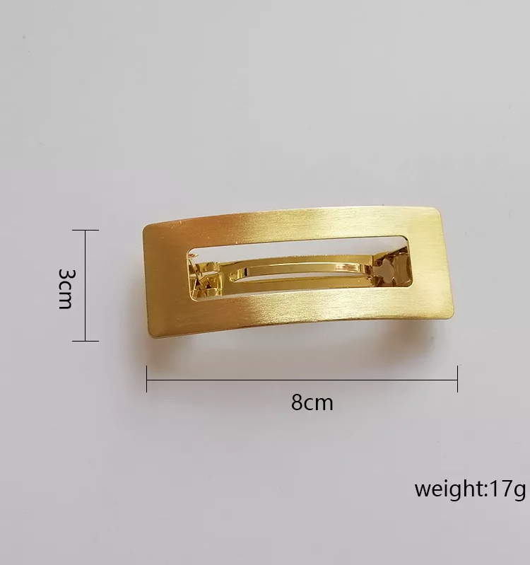 Golden Silver Metal Spring Hair Clips Women Girls Fashion Square Bobby Pin 8x3cm