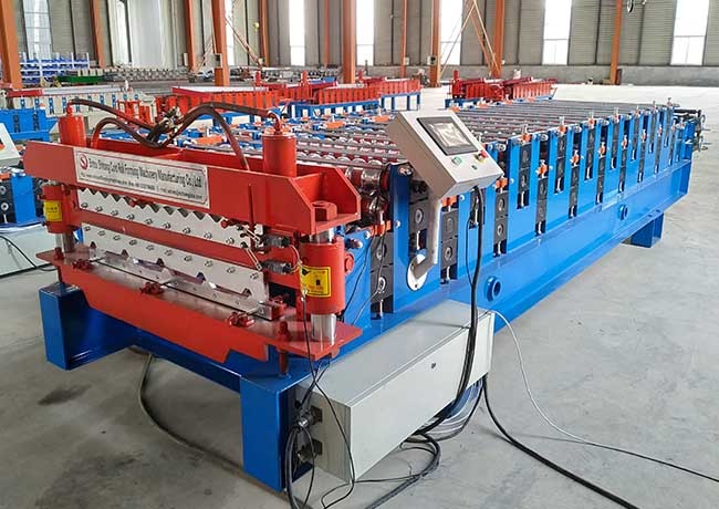 Two Different Profile Roofing Double Layer Roll Forming Machine For Steel Tile Making