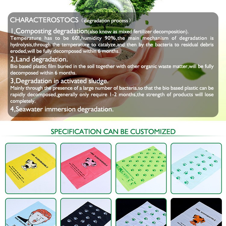 PLA Compostable waste bags dog poop bags