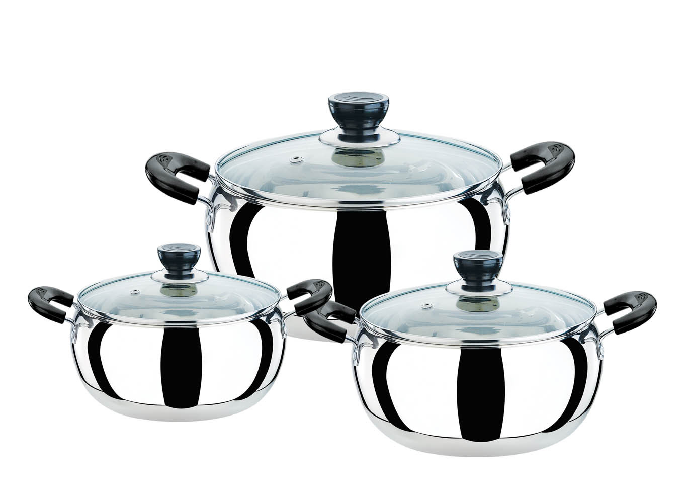 hot selling 6pcs cookware set with red color &16/18/20cm cooking pot &16cm/18cm/20cm cookware set in stainless steel