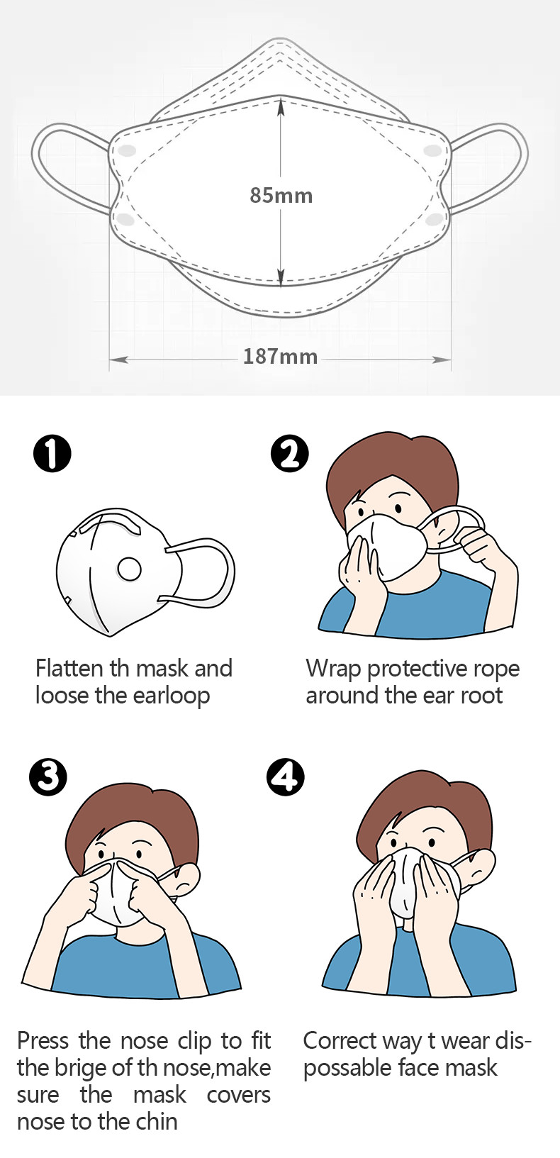 Breathable FFP2 5-Ply Face Mask Non Woven Fabric Mask 25 Pack