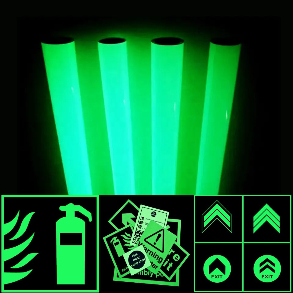 Self-Adhesive Photoluminescent Luminescent PET PVC Acrylic Printable Luminous Glow In The Dark Vinyl