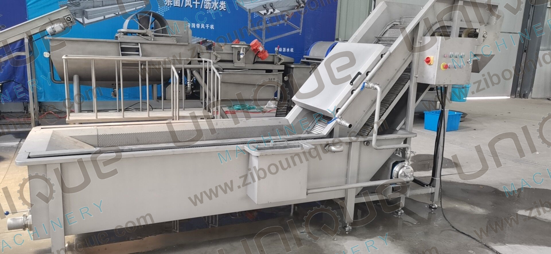 Vegetable Washing Machine for Fruit and Vegetable Chilli Bubble Flood Processing Line