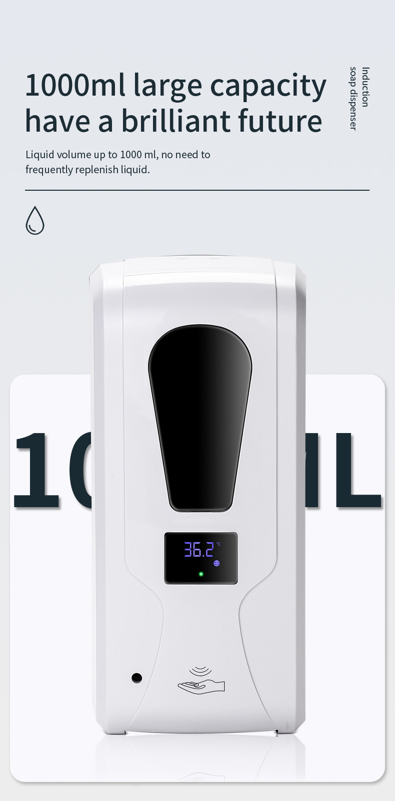 Automatic Sensor ABS PP PC Automatic Soap Dispenser 1000ml For Hand Sanitizer