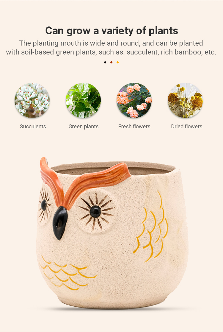 24 Inch 6 Inch 16 Inch Ceramic Flower Pots 3D Unique Owl Lovely Flower Succulent Pots Mode