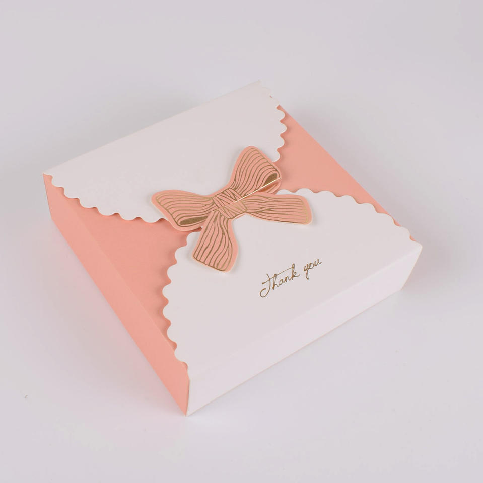 Custom Color Recycled Folding Ivory Board Small Gift Paper Box With Bow For Kids