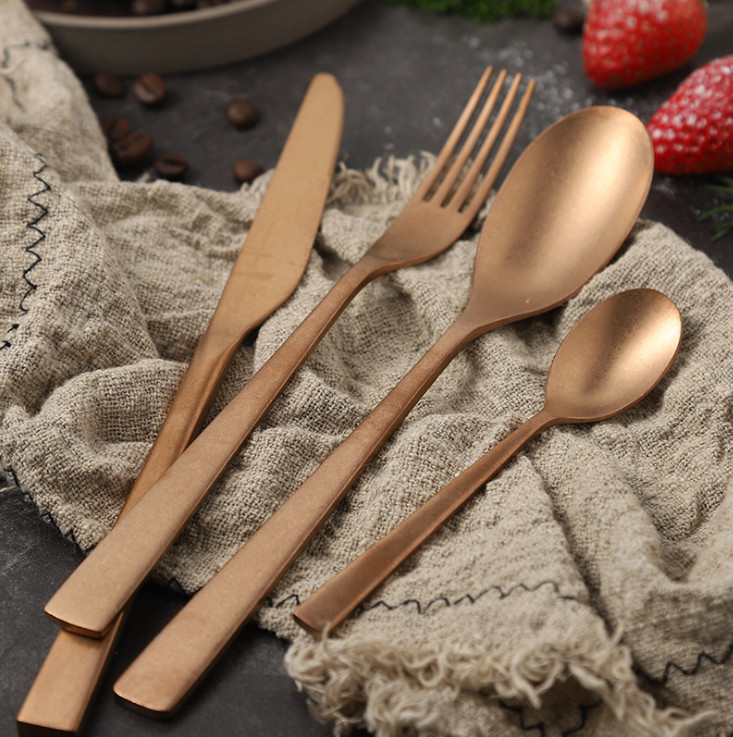 China NEWTO Stainless Steel Gold Cutlery Set Brush polish /Flatware Set/Kitchen Household Items