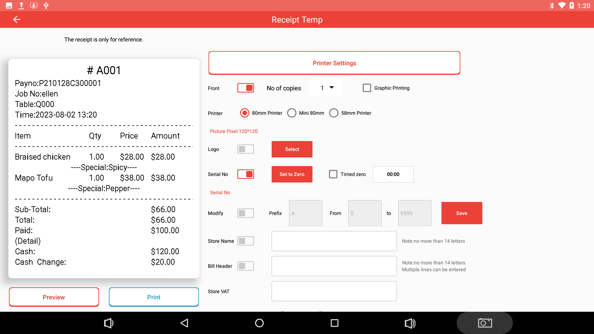 Background Management Software Cloudy Retail with POS APP and Kitchen Printer Support