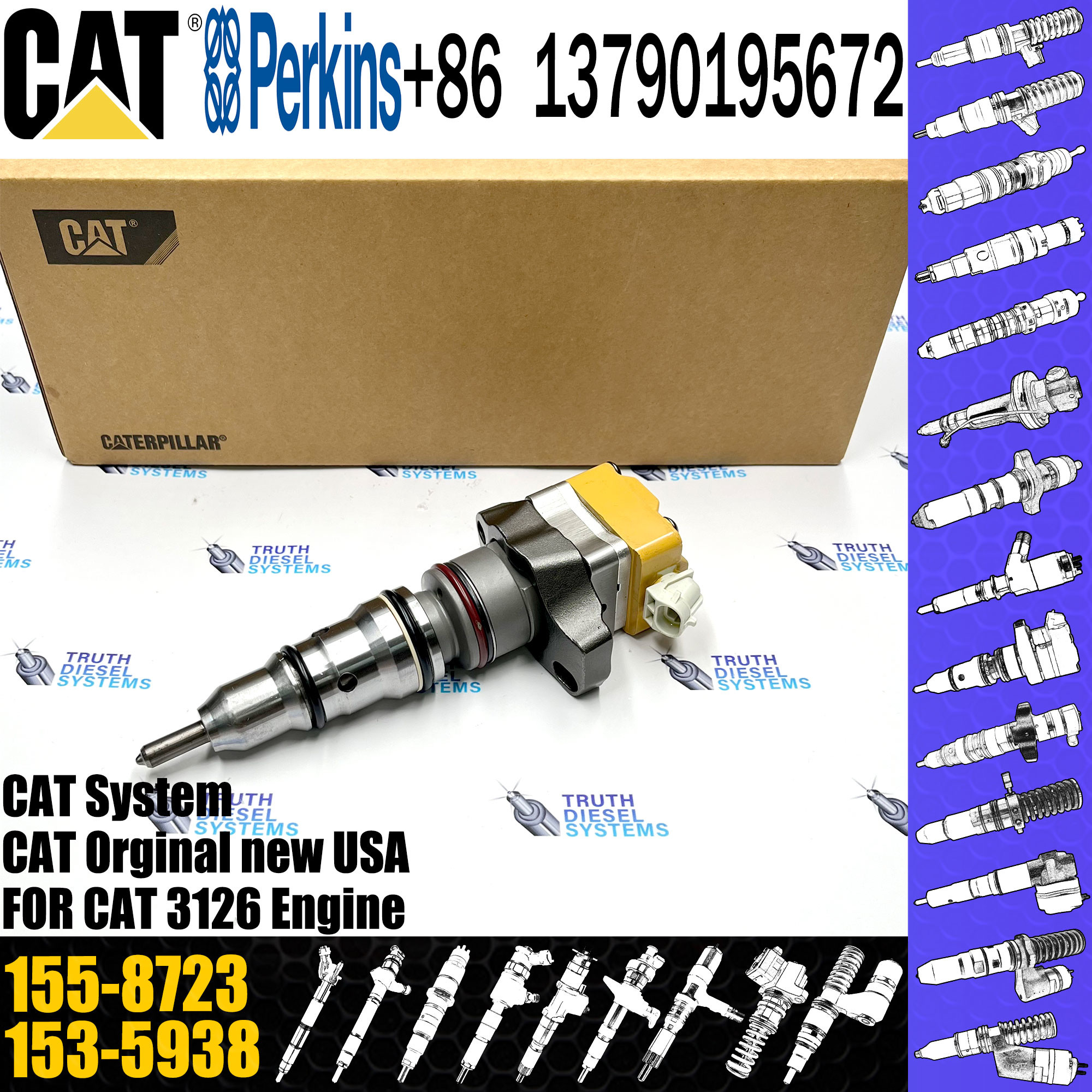 diesel fuel injector Construction Machinery 222-5965 169-7408 155-1819 20R-0758 155-8723 for C-A-T engineC