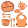 Buy cheap Orange 9pcs Baby Silicone Feeding Set Weaning Plates And Bowls from wholesalers