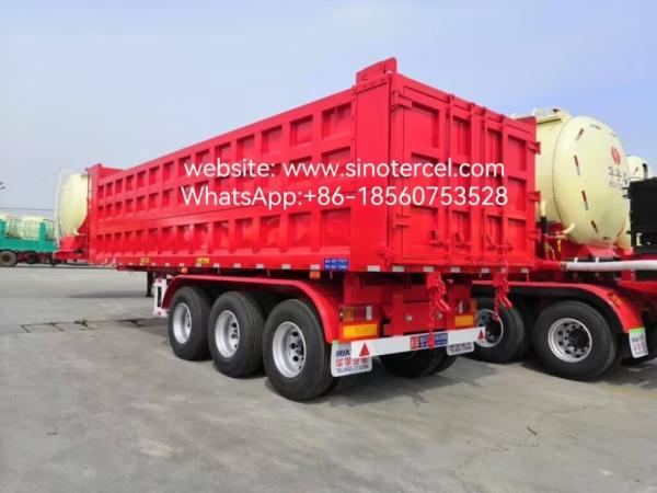3 Axles Dumping Tipper Semi Trailer 20-50CBM Front Lifting Hydraulic For Sand
