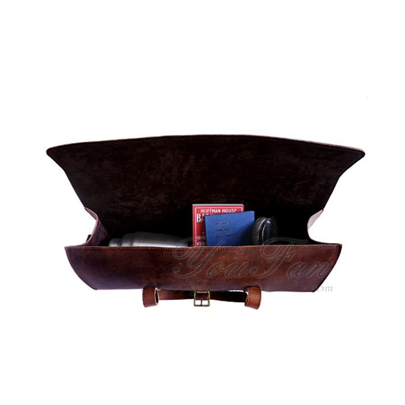 Soft Brown Leather Bar Tool Bag Waterproof With Detachable Shoulder Strap