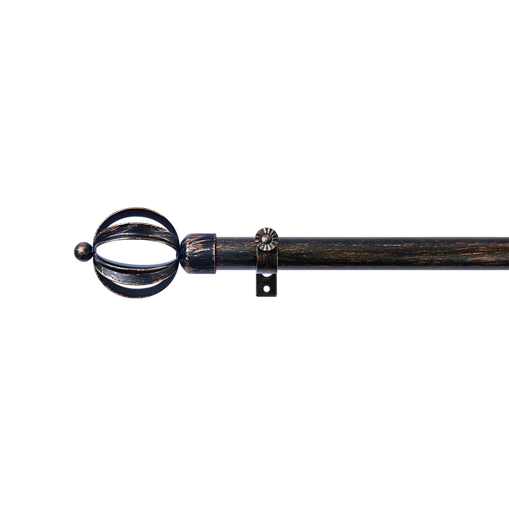 Black And Copper Color 28mm Pipe Curtain Rods Set For Bedroom