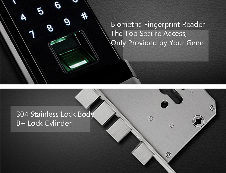 Deadbolt Smart Keyless Entry Door Lock , Digital Fingerprint Door Lock