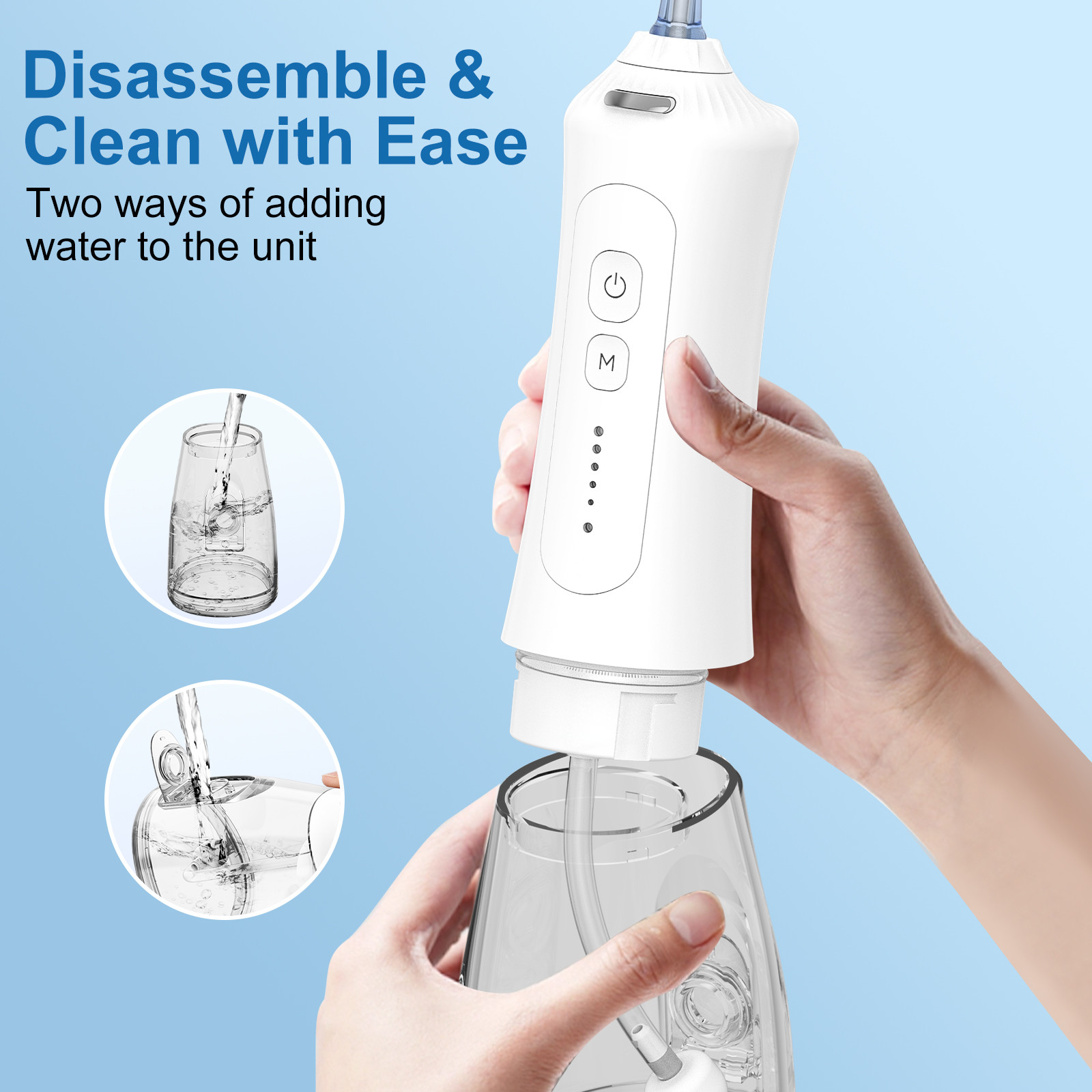 Powerful Pulsation Water Flosser 2500mAh Battery Cordless Oral Irrigator Dental
