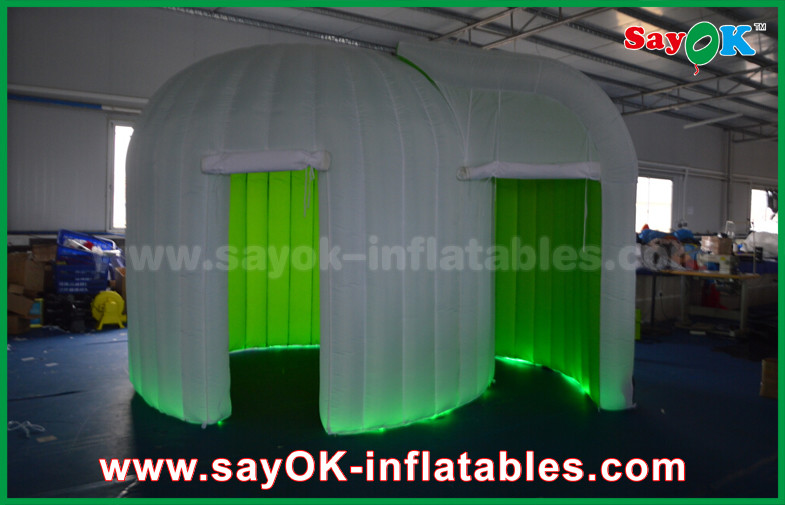 Green Background Inflatable Photo Booth Enclosure Double - Deck Photo Booth Tent