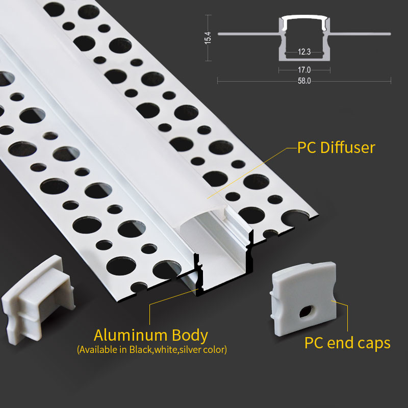 Recessed Drywall Plaster Gypsum Aluminium Led Profile For Ceiling LED Light Strips Aluminum Channel
