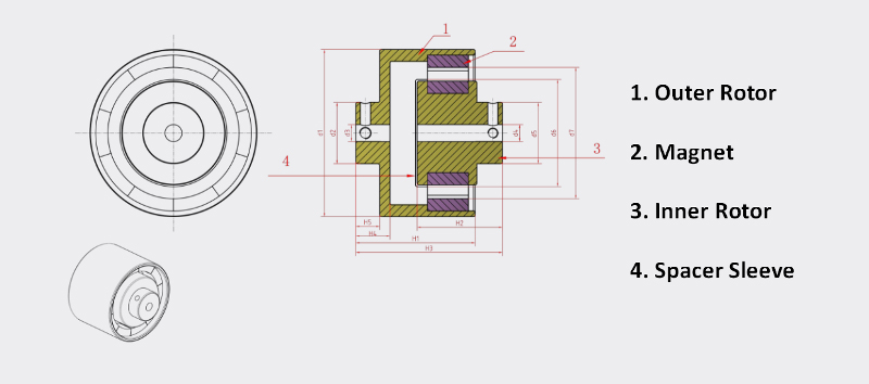 Permanent Neodymium Magnetic Coupling Drive Coupling Magnetic Assembly Supplier