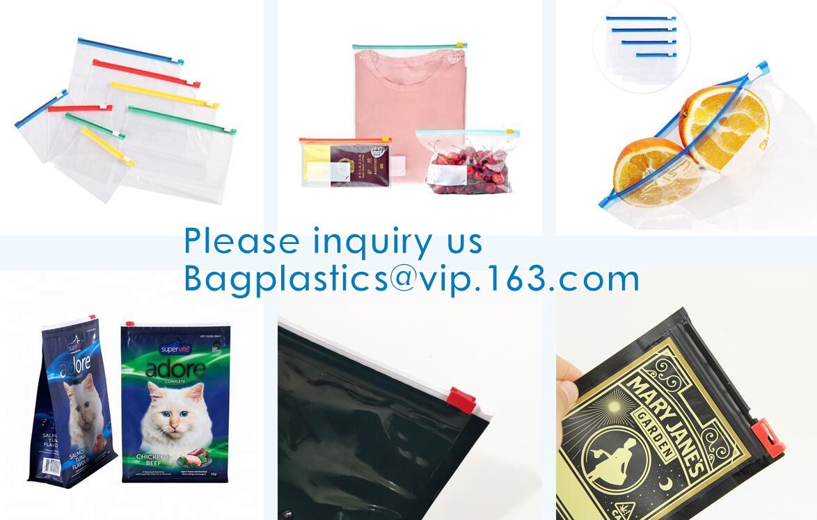 Slider Zipper Pouch Bags, Slide Zip, Dual Grip Seal, Double Tracks, Dog Food Package, Grip Zip Seal