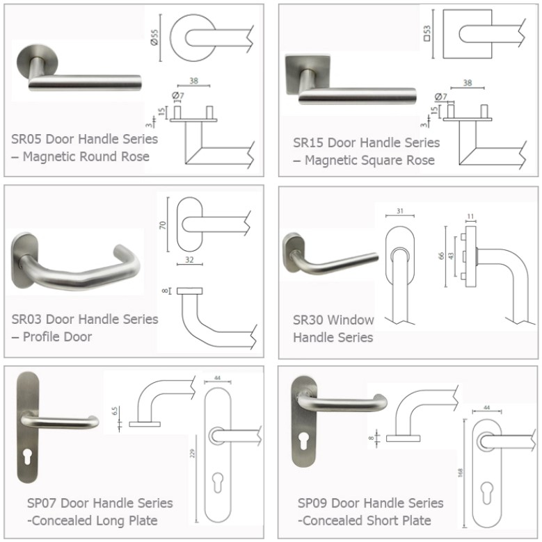 Available roses and plates of Unity Door Handles