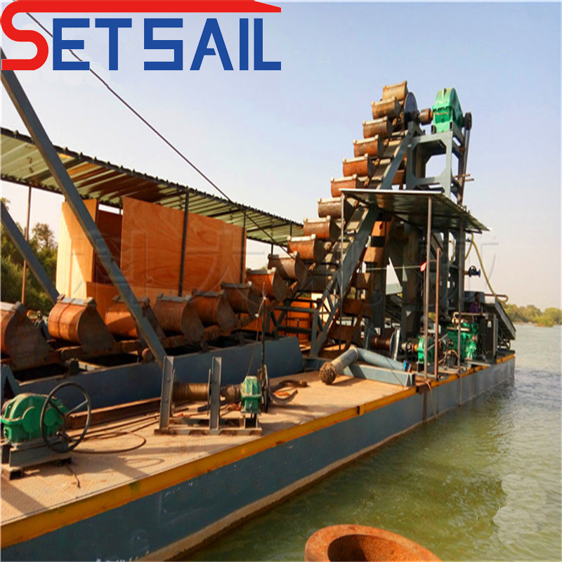 Chain Bucket River Sand Mining Dredging Ship
