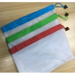 20D/50D Polyester Mesh Vegetable Storage Bags , Reusable Mesh Net Bag Drawstring