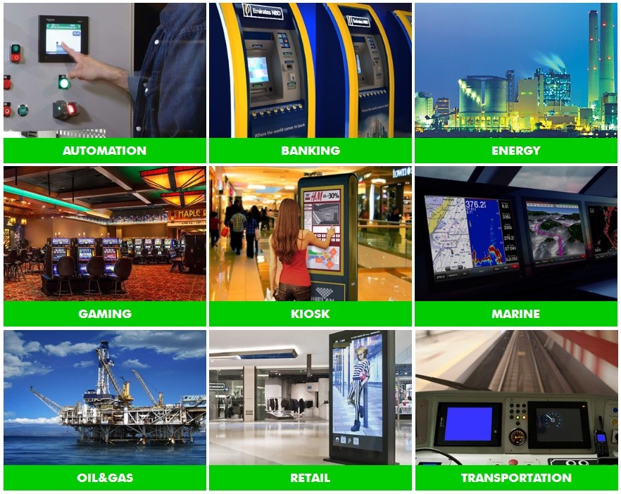15" high brightness sunlight readable touchscreen chassis monitor display 1000nits LED backlight