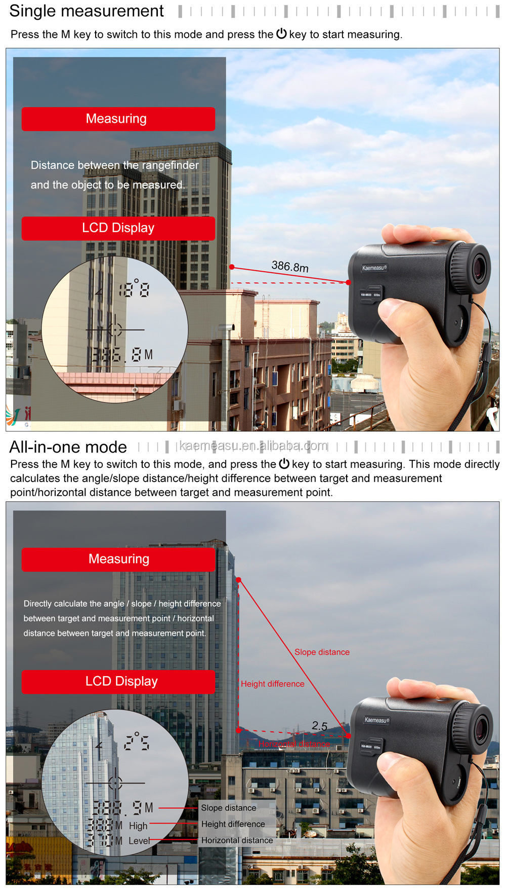 OEM Good Quality Rechargeable Laser Rangefinder 450 Meter Digital Laser Range Finder hunting/golf/sport/engineer