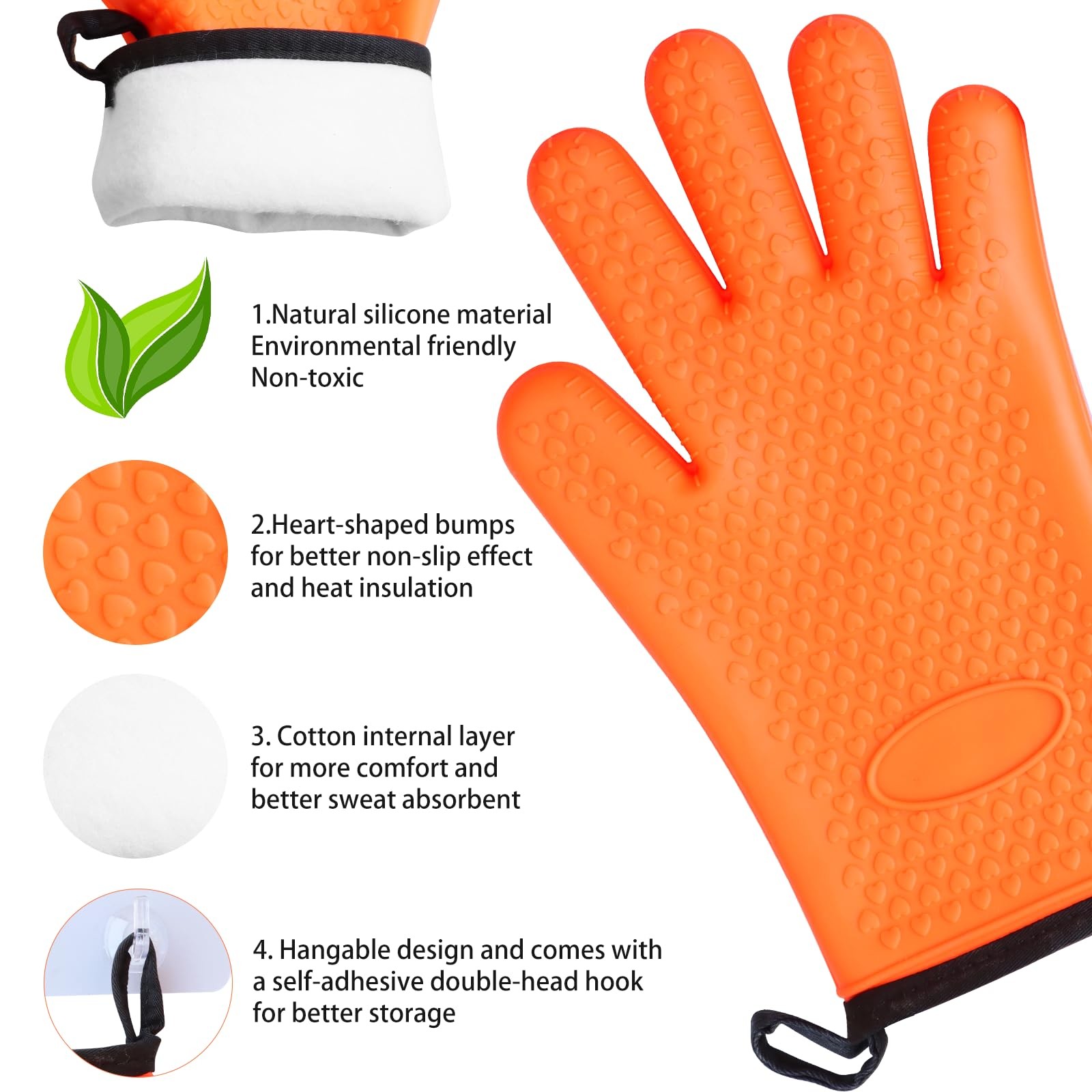 Premium Grilling Gloves BBQ Gloves Silicone Oven Mitts Premium Grilling Gloves Non-Slip Waterproof Baking Cooking Gloves
