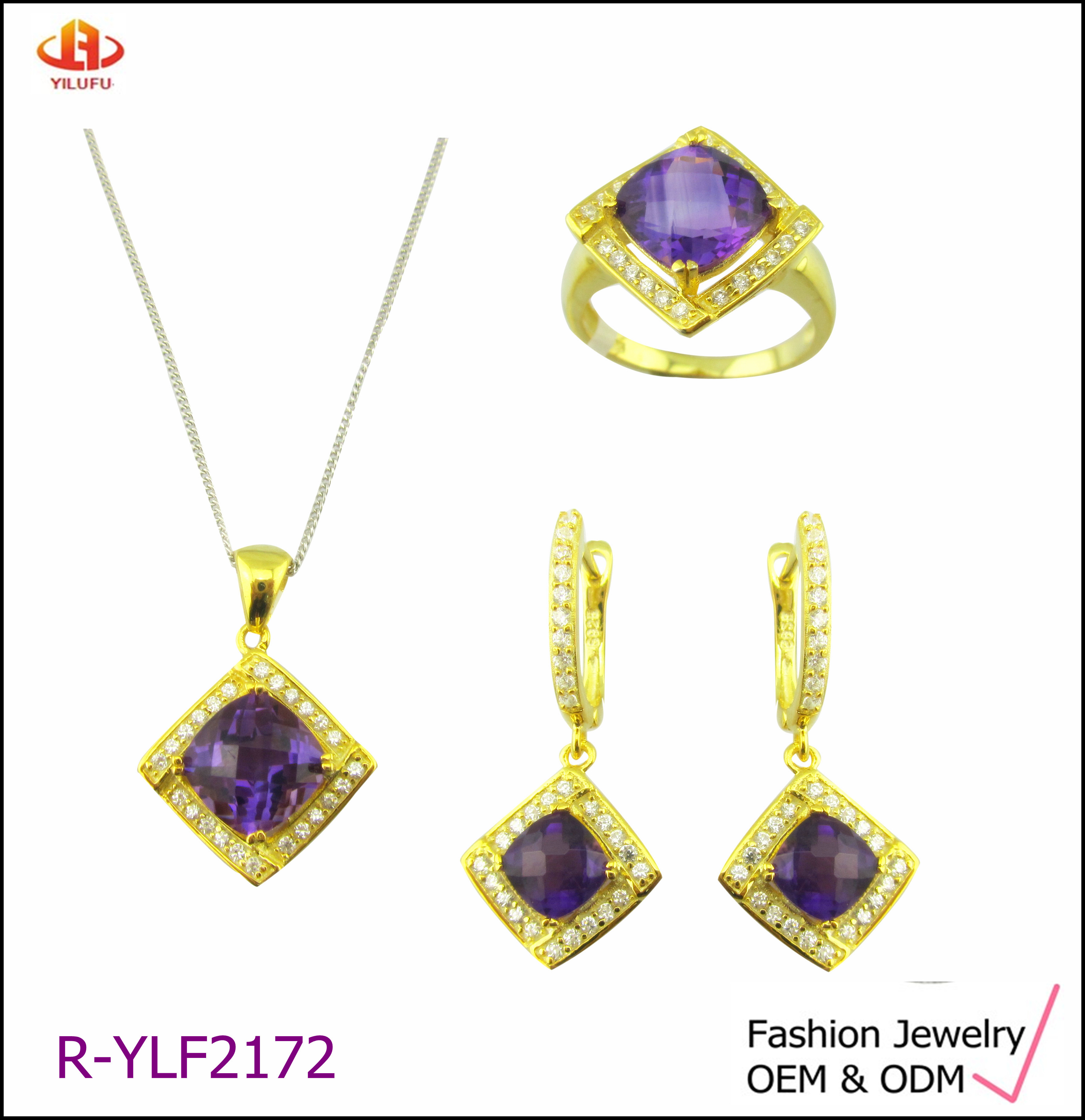 925 Silver Jewelry Set With Custom Logo Bezel Pave Prong Settings And CZ Stones