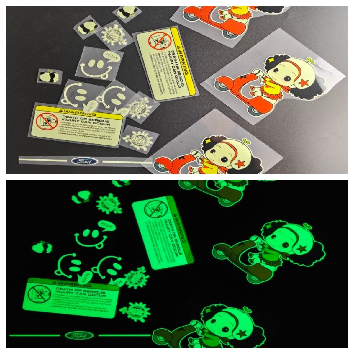 Custom Fluorescent Glow In The Dark Logo Heat Transfer Custom Labels For Clothings