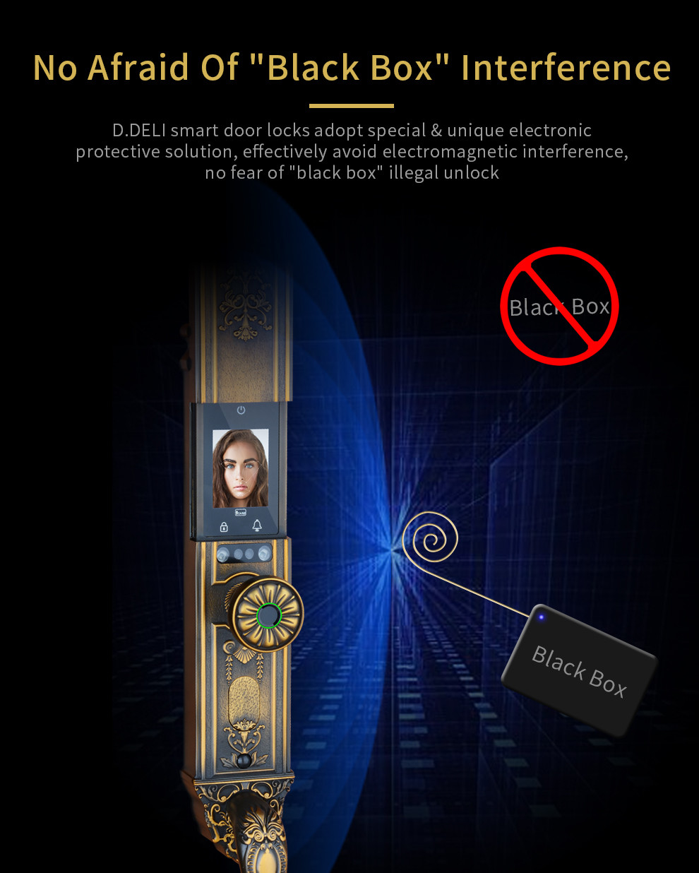 Pure Copper Antique Bronze High Quality Luxury Design Palm Face recognition Fingerprint Smart Door Lock
