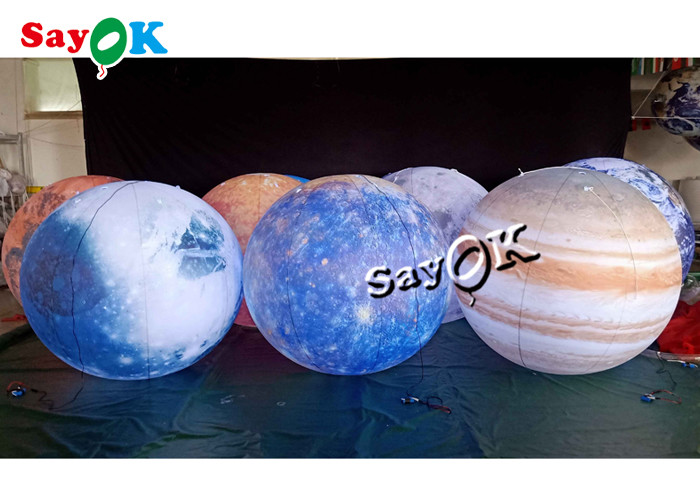 LED Huge Hanging Inflatable Lighting Decoration Eight Planets PVC Material
