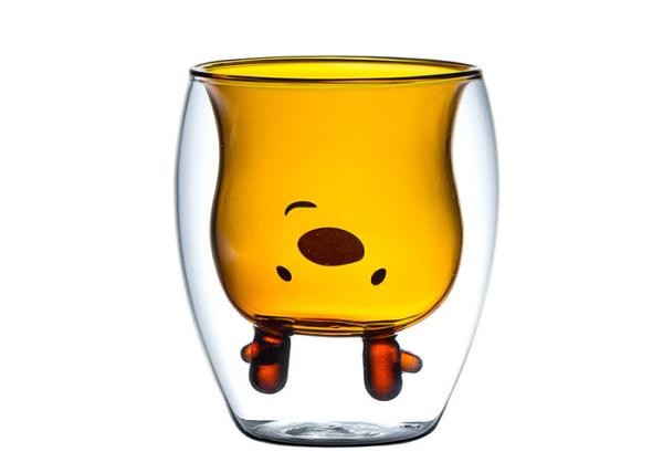 Household Double Layer Deer Personalized Glass Cup 240ml Capacity Customized