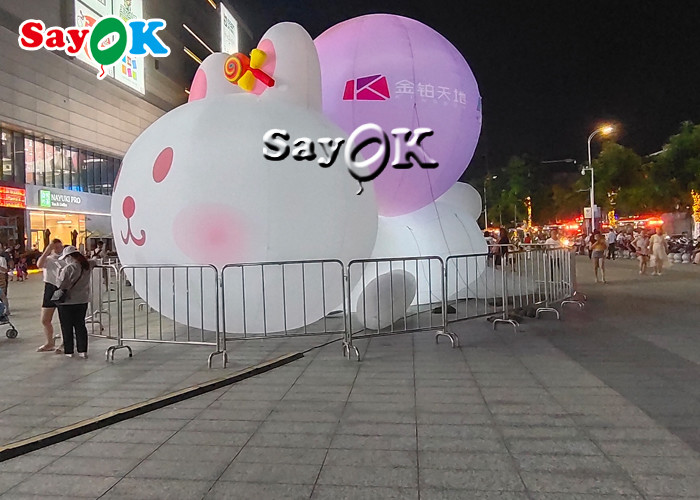Rabbit Model Inflatable Cartoon Characters With RGB Led Lighting Outdoor Mall Decor