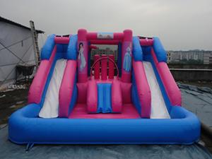  Outdoor Amusement Park Black Color Inflatable Water Slide With Pool For Kids Manufactures