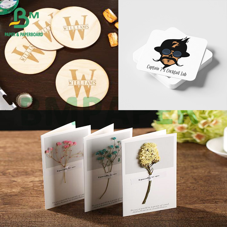 0.4 - 0.9mm Thick Plain White Coaster Board 640 X 900mm For Cup Coaster