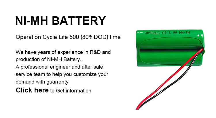 1700mah AA Nimh Rechargeable Battery Pack 3.6V Nimh Battery