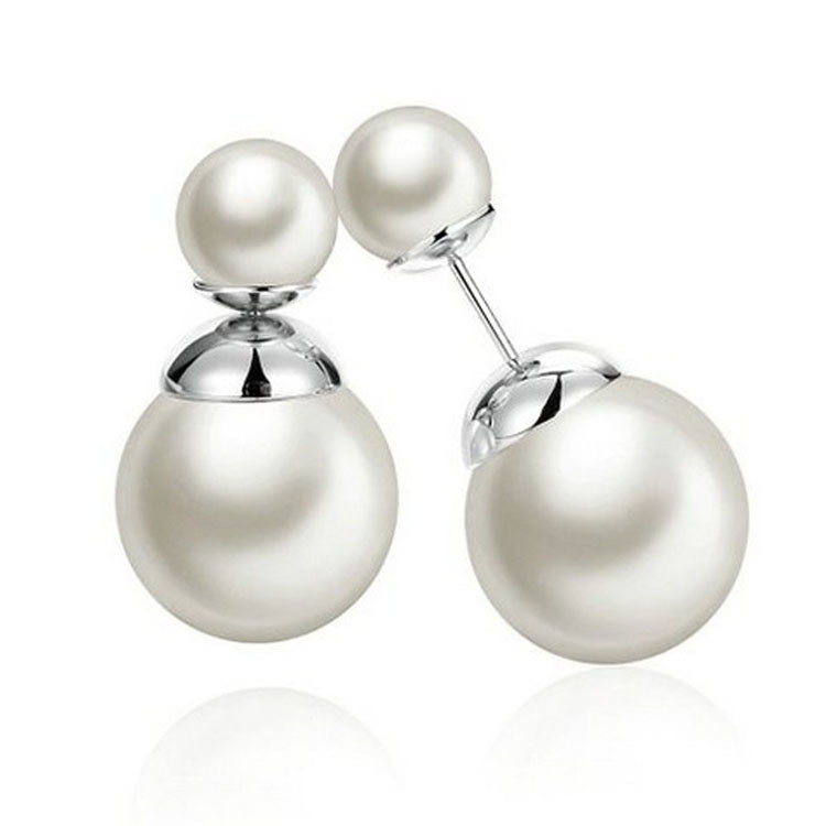 Double-faced Pearl Double Pearl Beads Stud Earring (EEPEARL02)