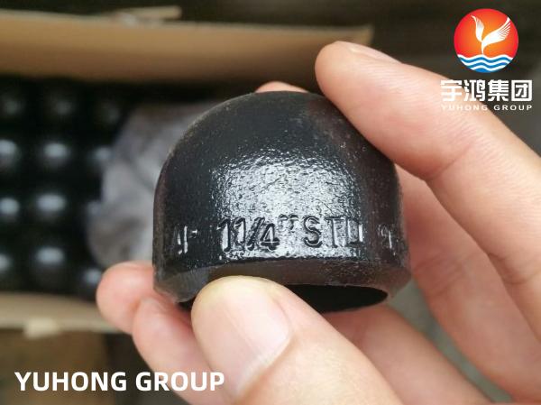 Quality ASTM A234 WPB Carbon Steel Fittings Cap BW B16.9 SCH STD SCH40 SCH80 Black Painting for sale