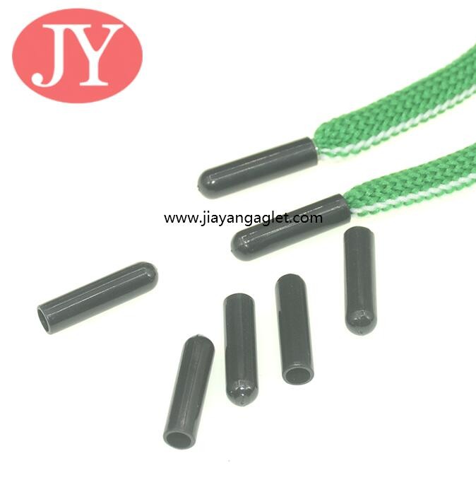 Jiayang aglet Glossy black color tube shape ABS plastic tipping plastic aglets