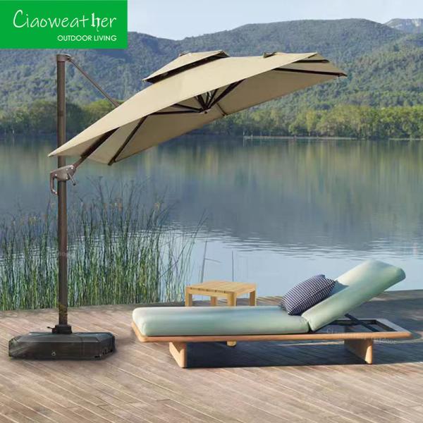 Outdoor Sun Lounger Resort Leisure Hotel Garden Chair with Teak Wood Frame and