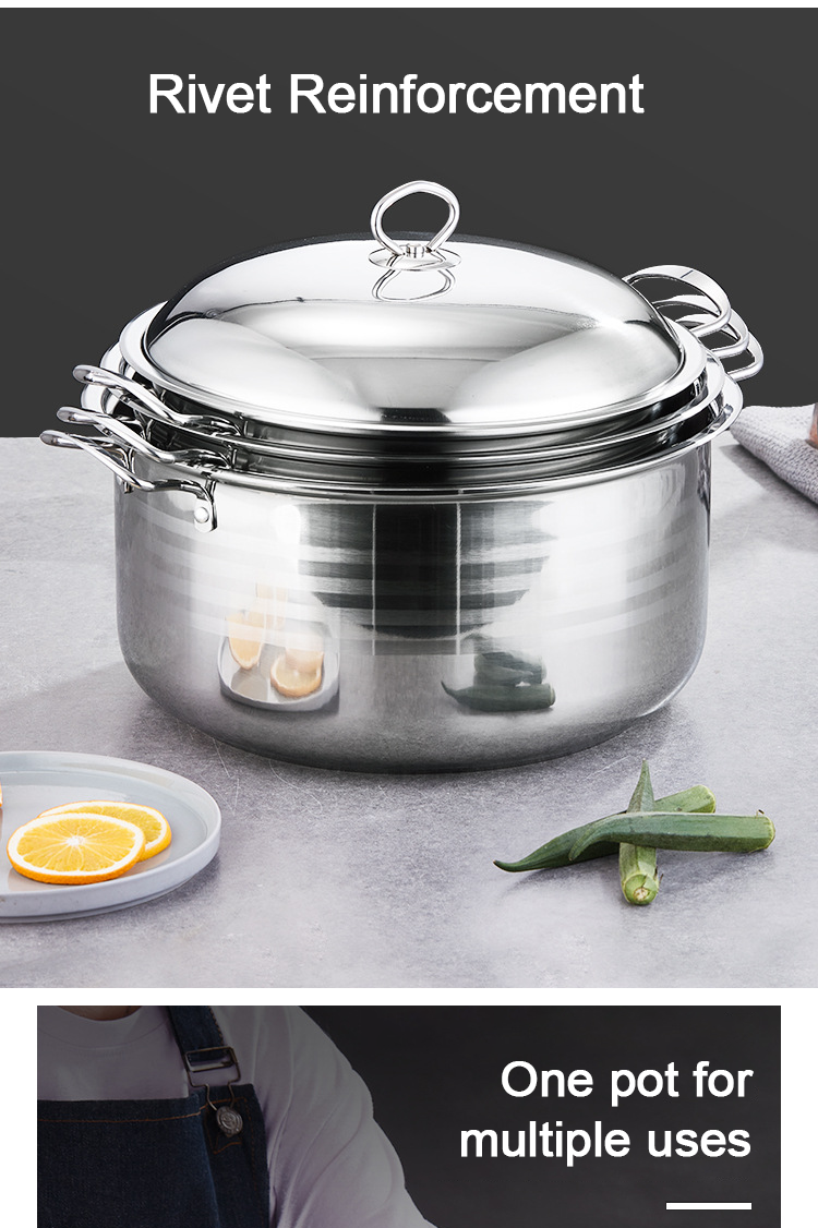 Multifunction Large Capacity Kitchen Cookware Pot 3 Pieces Stainless Steel Ollas Soup Pot Set Cookware Set