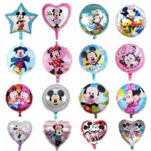  Cartoon Character Round Star Heart Minnie Mickey Kids Inflatable Foil Balloon 18 Inch Manufactures