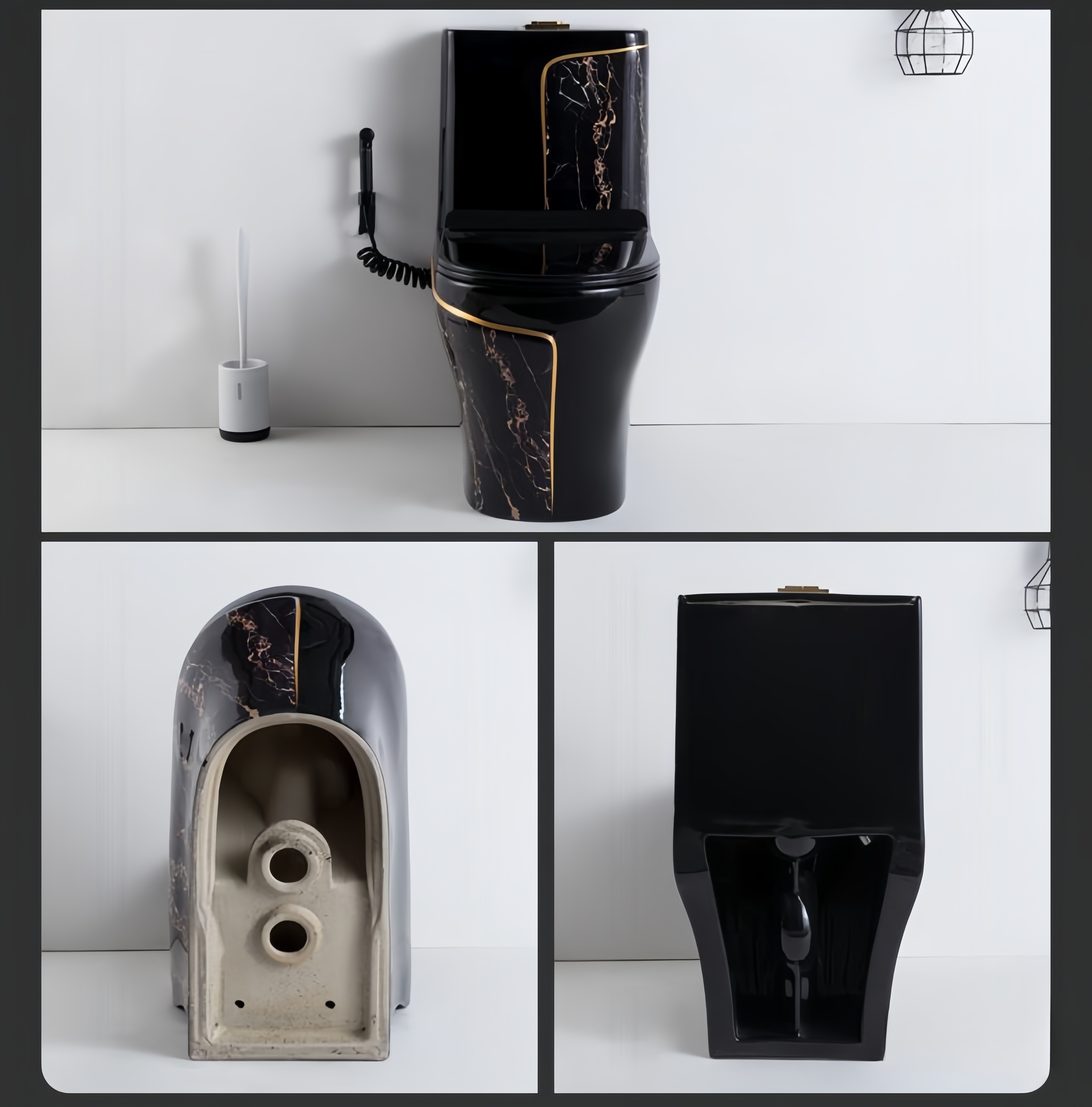 Advantages of Environmental Glaze in Black Stone One Piece Toilet with Dual-Flush