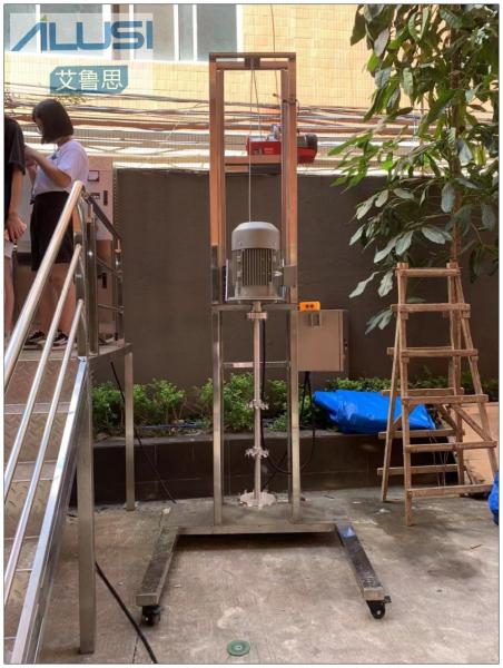 SUS304 Movable Pneumatic Lifting Homogenizer Mixer Viscosity Liquids Solid
