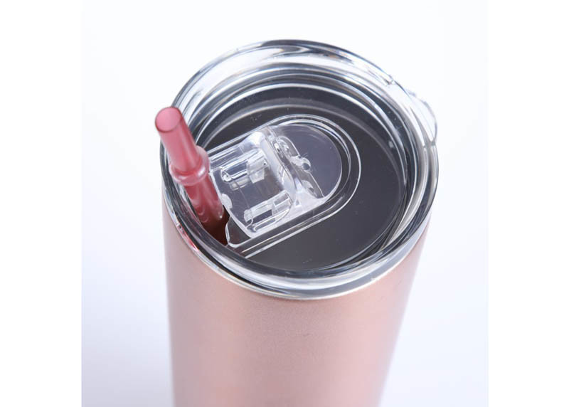 20oz Kitchen Household Items Skinny Insulated Tumbler Cups With Colored Straw