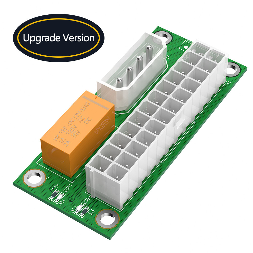 ATX2ATX-N03 Dual PSU Adapter ATX 24Pin to 4Pin SATA Power Sync Starter Card Extension Cable Riser Adapter