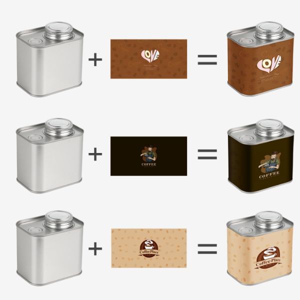 0.5 Pound 1 Pound Coffee Bean Tin 500G Metal Square Tin With Valve